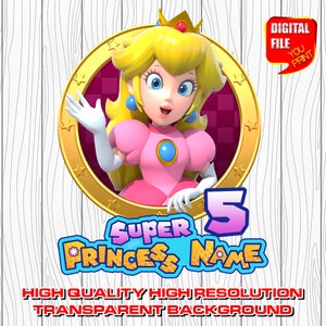 custom mario logo with name, digital mario birthday party logo, personalized super mario party decor centerpices, clipart, invitation, png