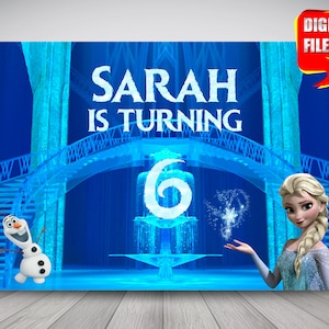 Frozen backdrop banner, Frozen birthday party banner, Frozen party decoration, Frozen party supplies, digital Frozen, printable Frozen decor