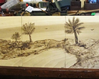 pyrography, private island, handmade, original art