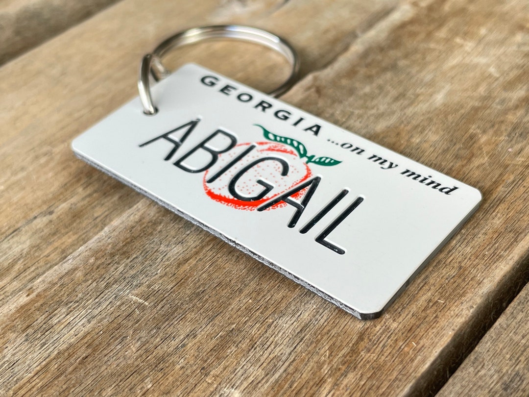 Personalized License Plate Engraved Keychain Key Ring Key Tag