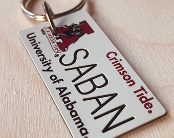 Personalized Engraved Crimson Tide University of Alabama Keychain - Key Ring - Any Name Made to Order