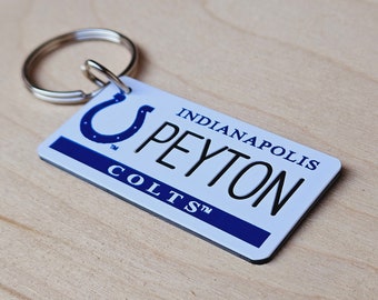 Personalized Engraved Indianapolis Colts Keychain - Key ring - Any Name Made to Order