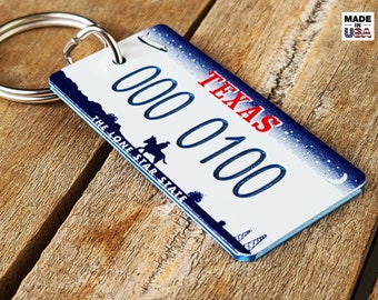 Personalized Engraved Texas State License Plate Keychain - Key Ring - Tag - Any Name Made to Order