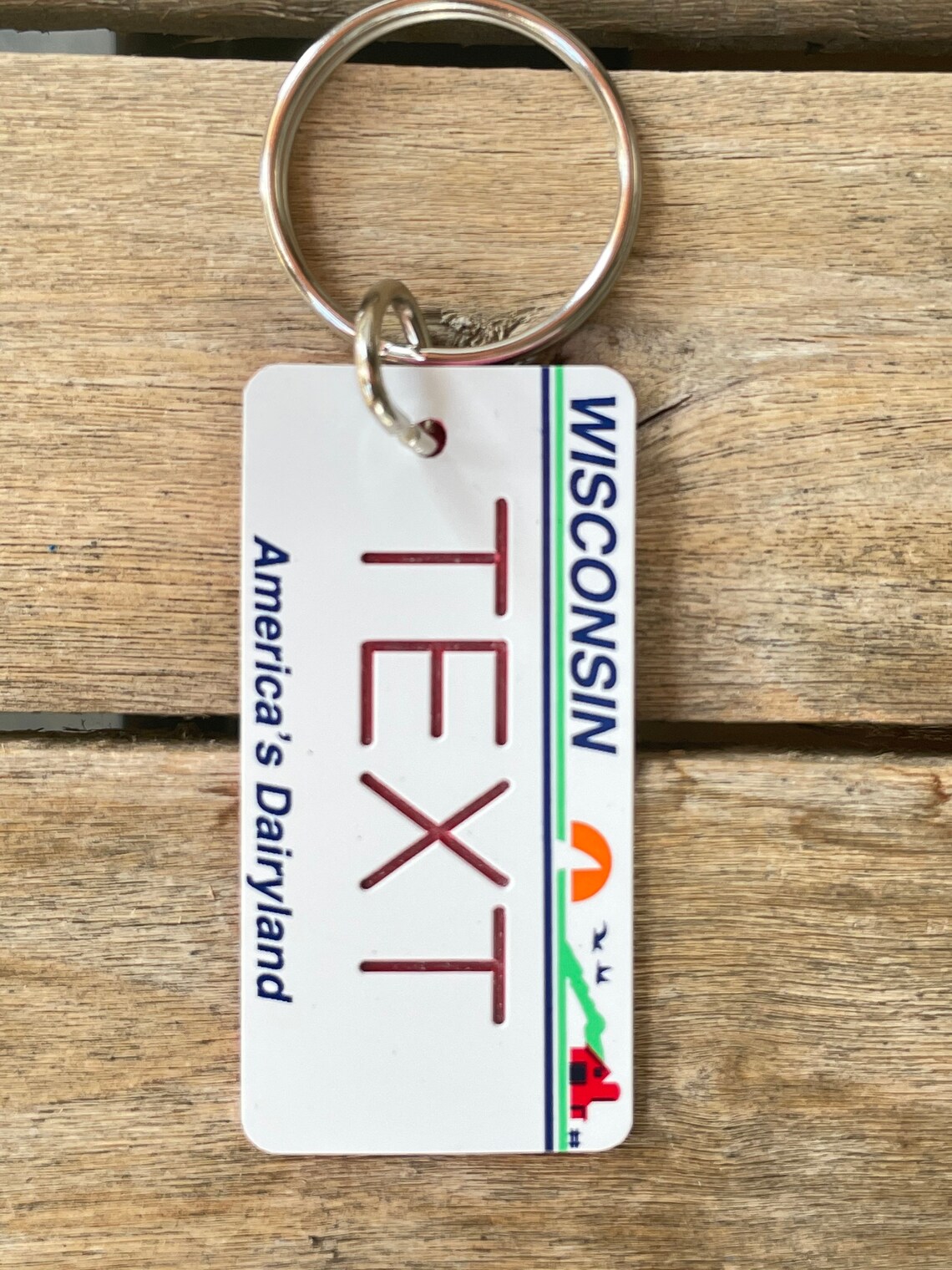 Personalized Wisconsin License Plate Engraved Keychain Etsy