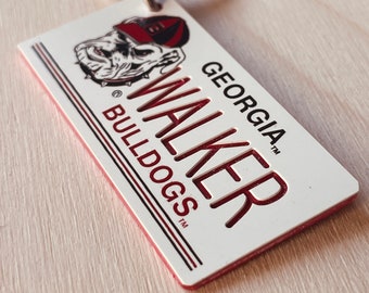 Personalized Engraved Georgia Bulldogs Keychain - Key ring - Any Name Made to Order