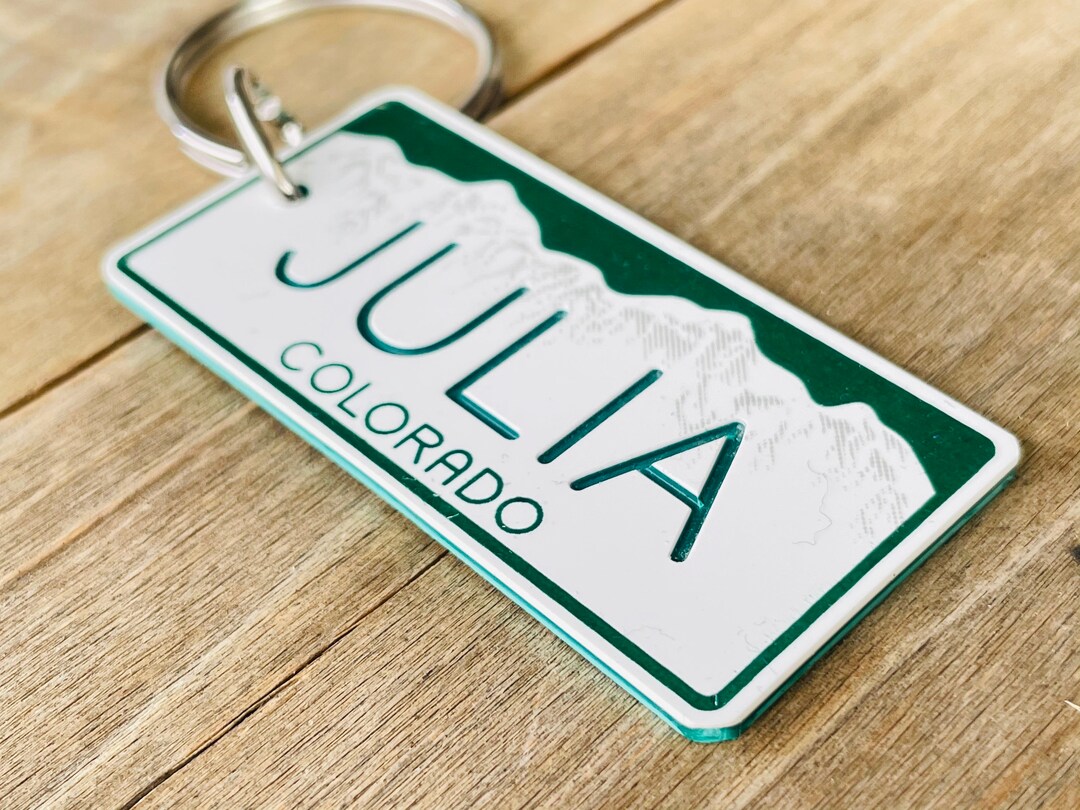 Personalized Colorado License Plate Engraved Keychain Key Ring Key Tag