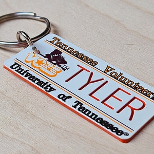Personalized Engraved Tennessee Volunteers Keychain - Key ring - any Name Made to Order