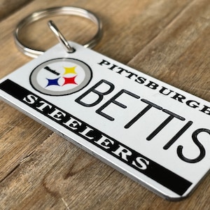 Personalized Pittsburgh Steelers engraved Keychain - Key Ring - Tag - Any Name Made to Order
