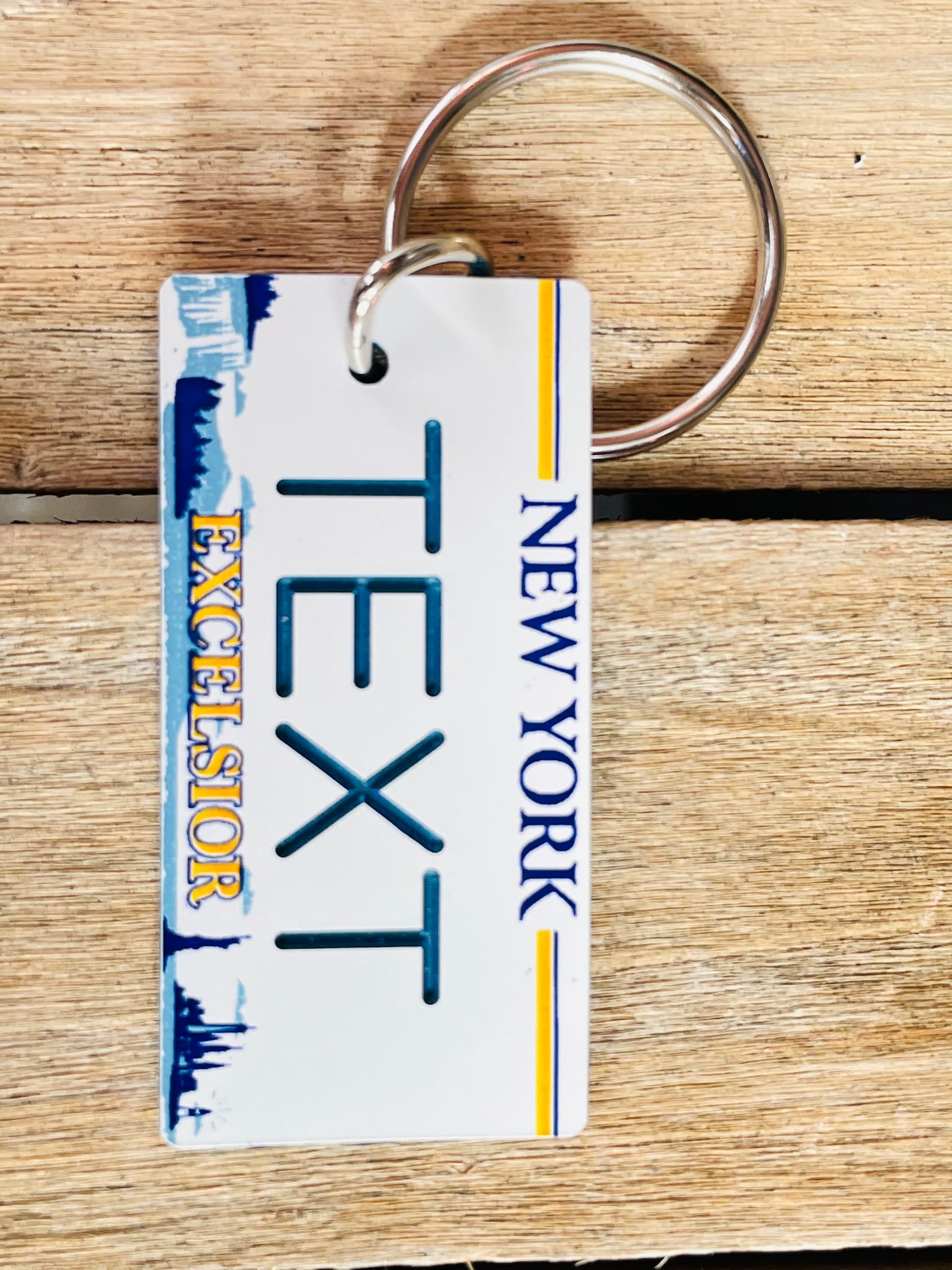 Personalized New York License Plate Engraved Keychain Etsy
