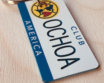 Personalized Engraved Club America  Keychain - Key Ring - Any Name Made to Order
