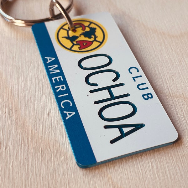 Personalized Engraved Club America  Keychain - Key Ring - Any Name Made to Order