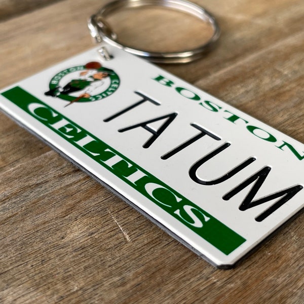 Personalized Boston Celtics engraved Keychain - Key Ring - Tag - Any Name Made to Order