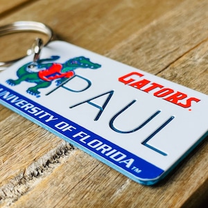 Personalized Engraved University of Florida Gators Keychain - Key Ring - Key Tag - Any Name Made to Order