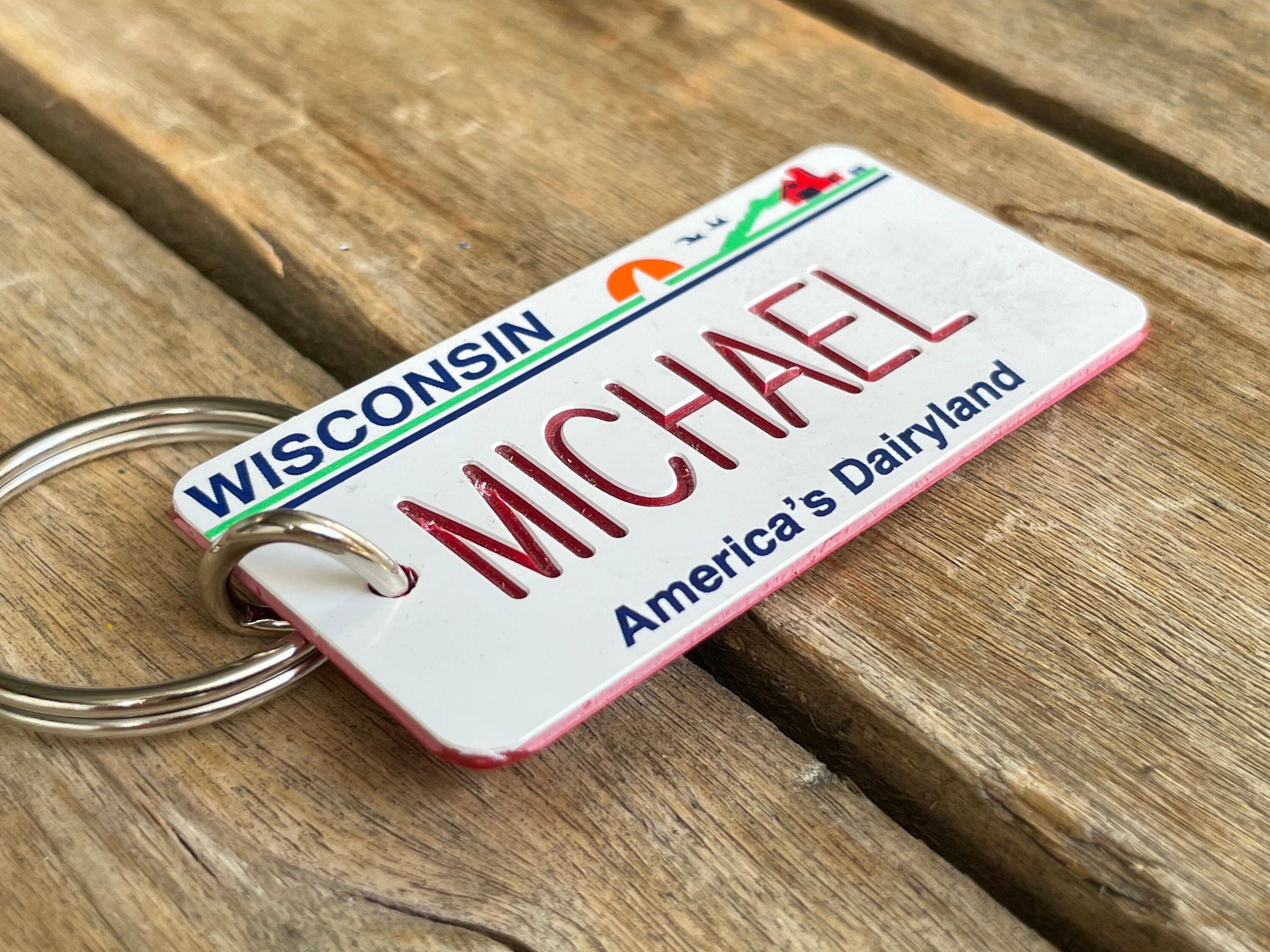 Personalized Wisconsin License Plate Engraved Keychain - America's ...