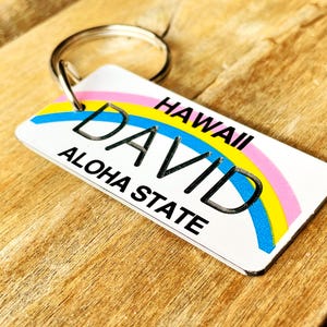 Personalized Hawaii Engraved License Plate - Aloha State - Key Ring - Key Tag - any Name Made to Order