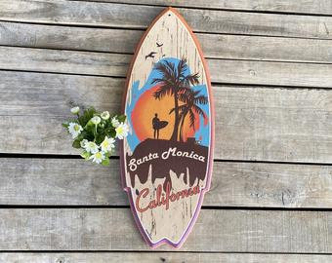 Personalized Mini Wooden Surfboard Wall Decor Ready to Hang Etsy