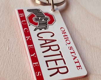 Personalized Engraved Ohio State Buckeyes Keychain - Key Ring - Any Name made to Order