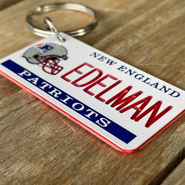 Personalized New England Patriots Engraved Keychain - Key Ring - Tag - Any Name Made to Order