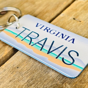 Personalized Virginia License Plate Engraved keychain - Key Ring - Key Tag - Any name made to Order