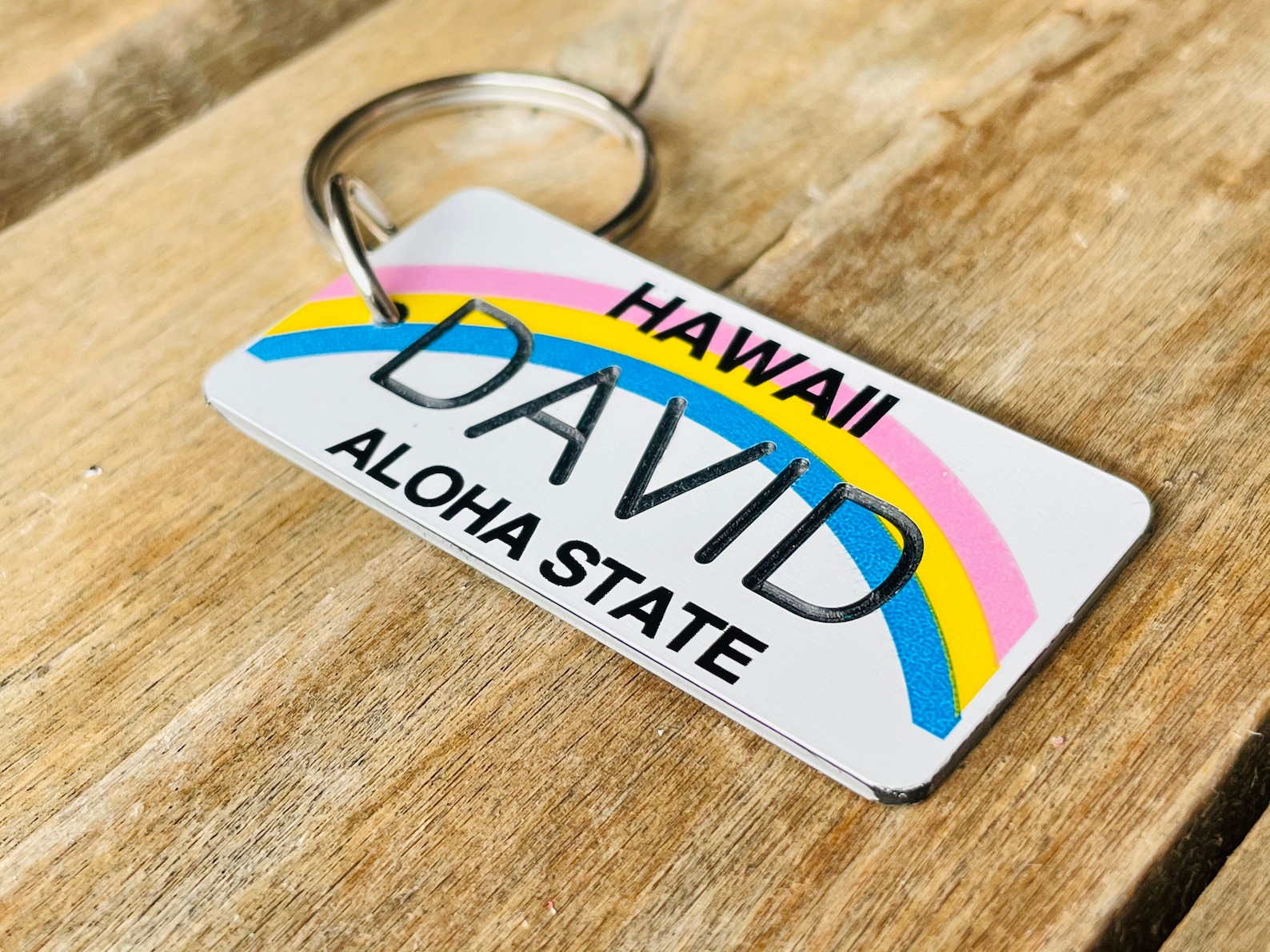 Hawaii Gift Ideas for the Holidays featured by top Hawaii blog, Hawaii Travel with Kids: Personalized Hawaii replica license plate keychain image 0