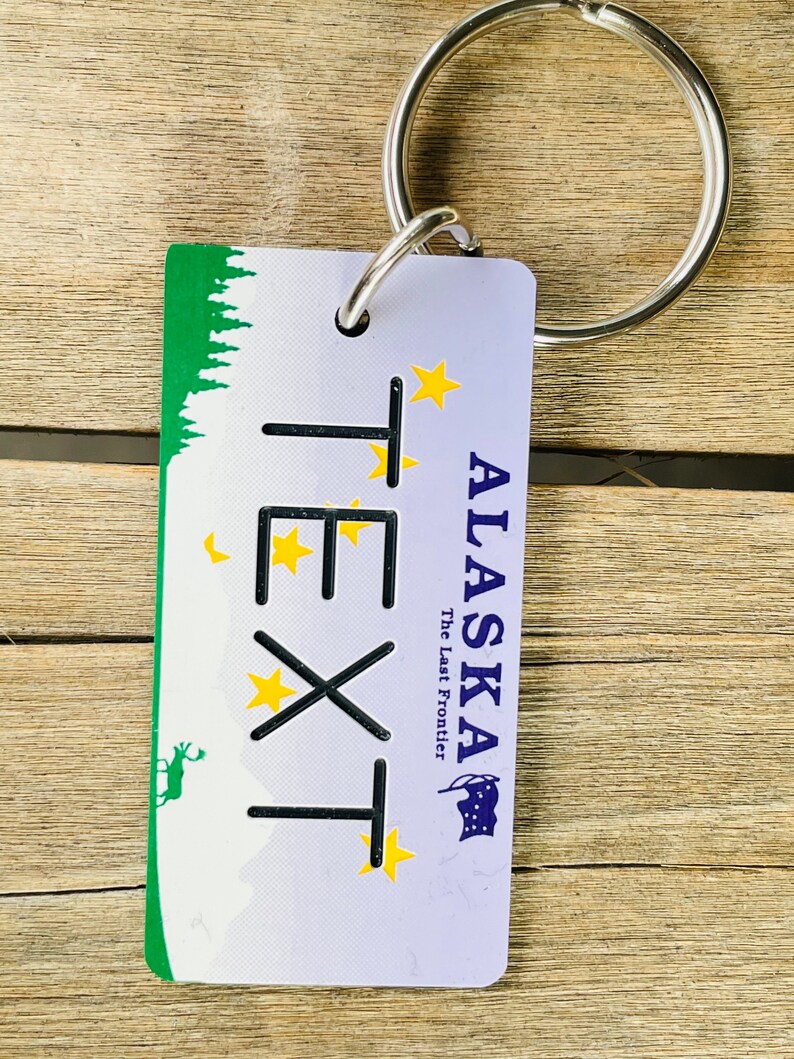 Personalized Alaska License Plate Engraved Keychain Key Ring | Etsy