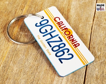 Personalized Engraved California Golden State License Plate Keychain - Key Ring - Tag - Any Name Made to Order