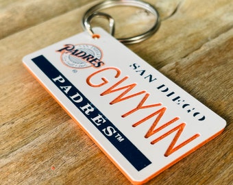 Personalized San Diego Padres Engraved Keychain - Key Ring - Tag - Any Name Made to Order