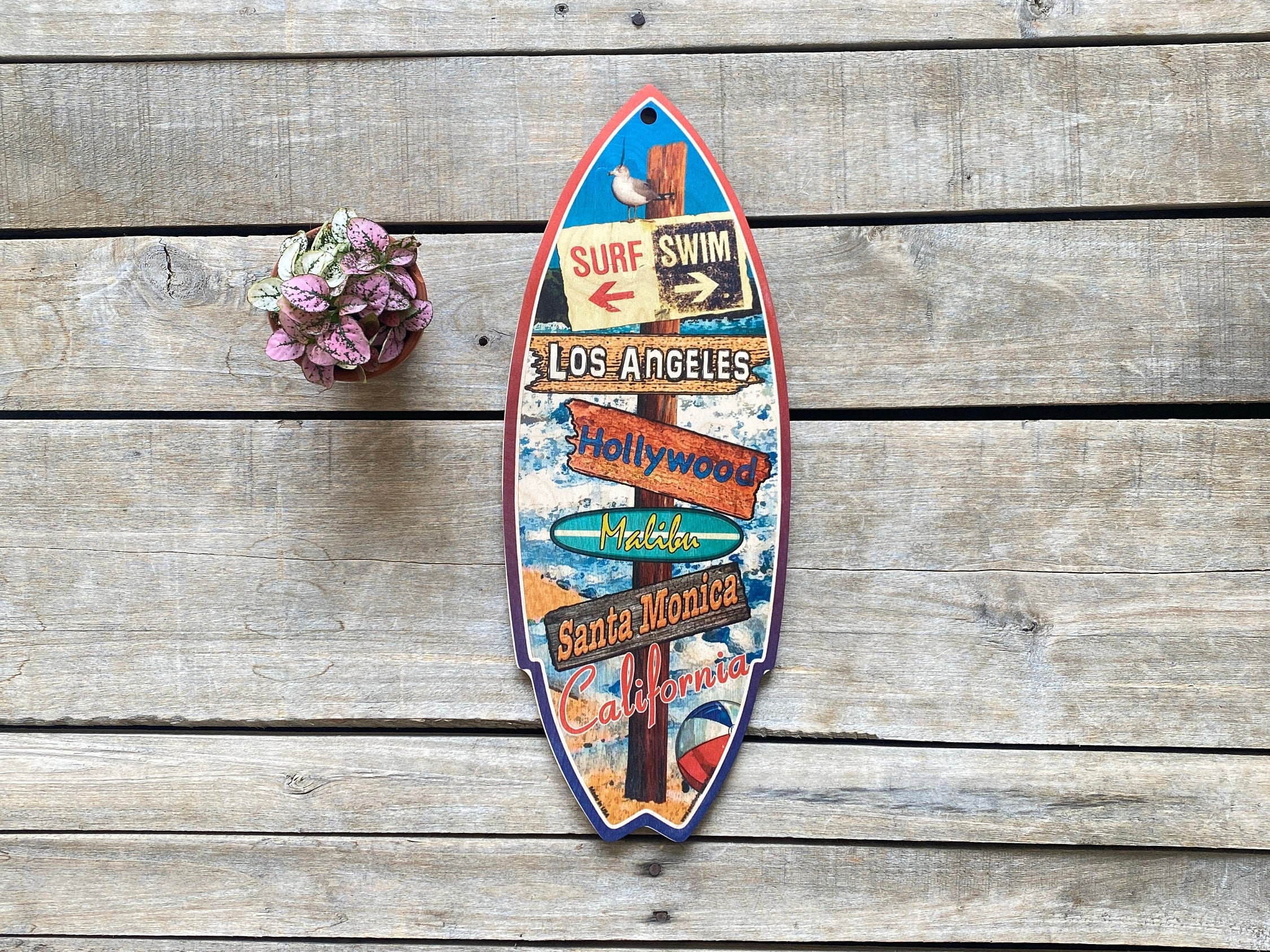 Mini decoración de pared de tabla de surf de madera Listo Etsy