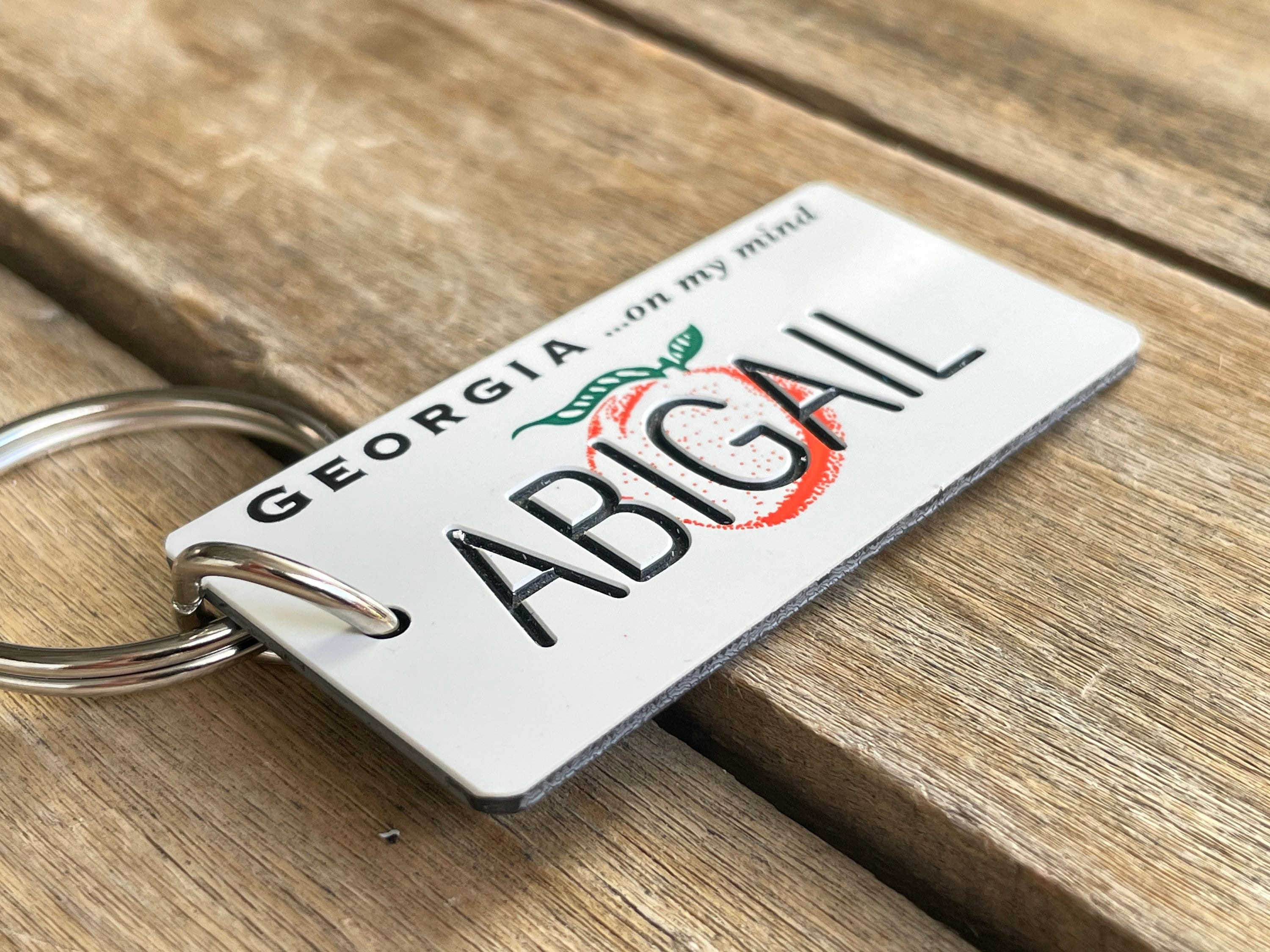 Personalized License Plate Engraved Keychain Key Etsy