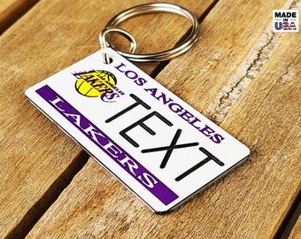 Personalized Engraved Los Angeles Lakers Keychain - Key Ring - Tag - Any name Made to Order