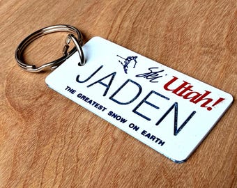 Personalized Engraved Utah License Plate Keychain - Key Ring - Any Name Made To Order