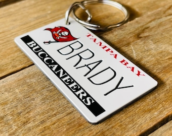 Personalized Tampa Bay Buccaneers Engraved Keychain - Key Ring - Key tag - Any Name Made to Order