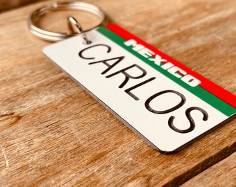 Gepersonaliseerde gegraveerde Mexico sleutelhanger - sleutelhanger - sleuteltag - elke naam op bestelling gemaakt