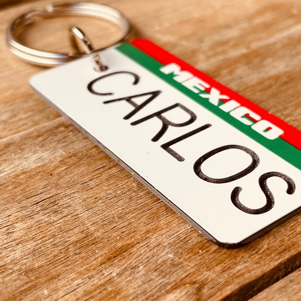 Personalized Engraved Mexico Keychain - Key Ring - Key Tag - Any Name Made to Order