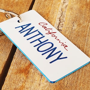 Personalized Engraved California Replica License Plate Keychain - Key Ring - Tag - Any Name Made to Order