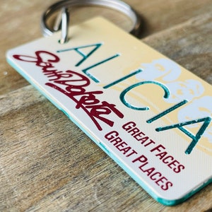 Personalized Engraved South Dakota License Plate Replica Keychain - Key Ring - Key Tag - Any Name Made to Order