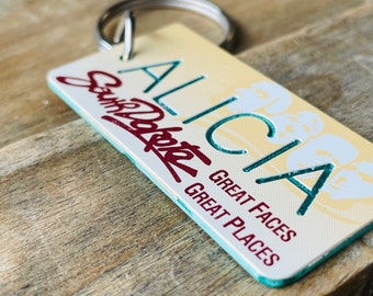 Personalized Engraved South Dakota License Plate Replica Keychain - Key Ring - Key Tag - Any Name Made to Order