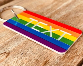 Gepersonaliseerde gegraveerde regenboogsleutelhanger - sleutelhanger - sleuteltag - elke naam op bestelling gemaakt