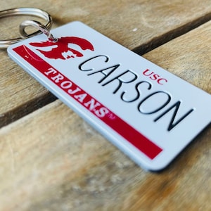 Personalized Engraved USC TrojansKeychain - Key ring - Key Tag - Any Name Made to Order
