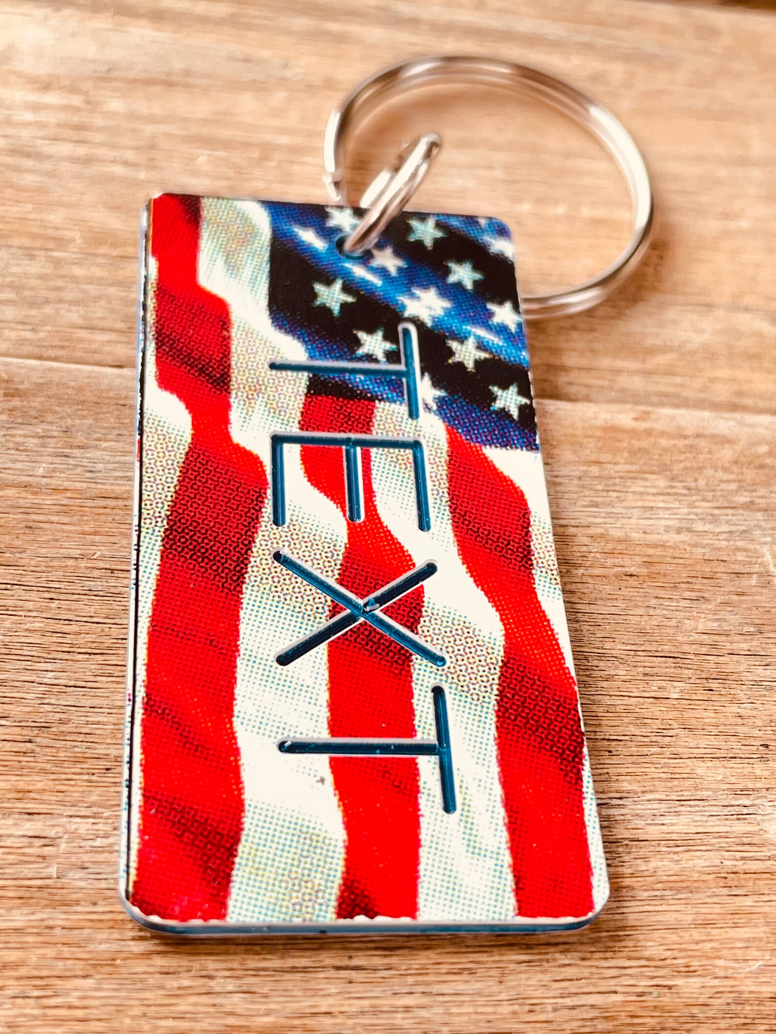 Personalized Engraved US Flag Keychain - Key Ring - Key Tag - Any Name ...