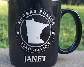 Custom Police Coffee Mug, Personalized Police Badge, Engraved Law Enforcement Gift