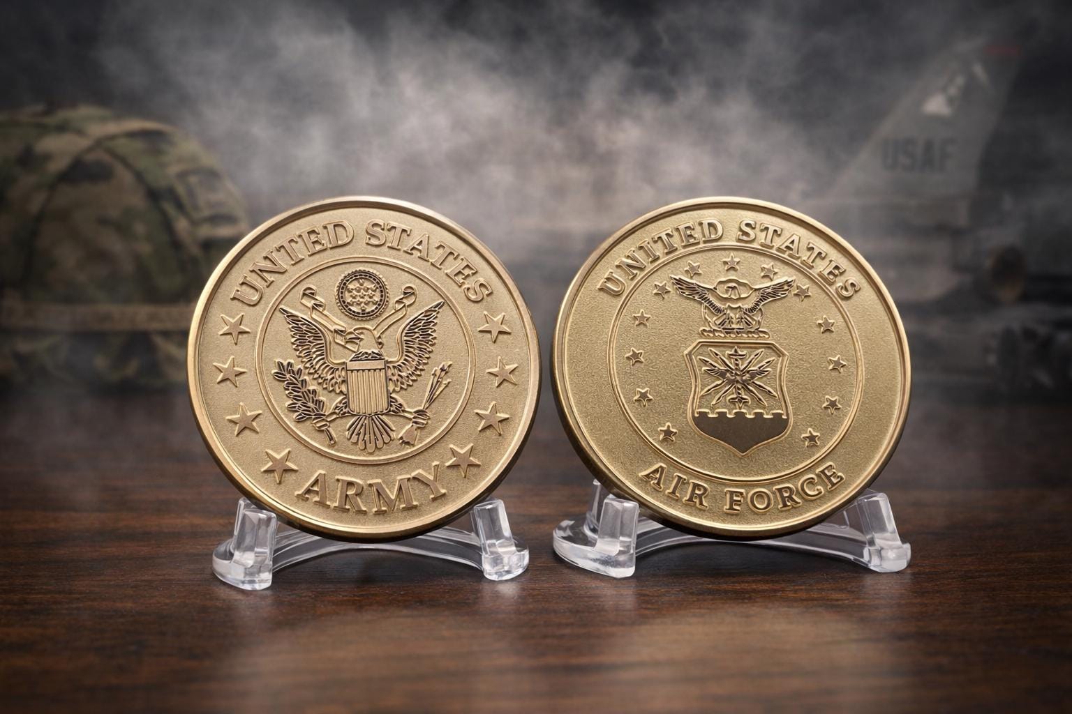 Custom laser engraved brass / stainless steel challenge coin - Military, Army, Marines, Navy, Coast Guard, National Guard, Deep Engrave