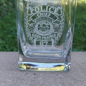 Custom Police Officer Law Enforcement laser engraved whiskey glasses / low balls - set of 4 - Police, Trooper, Officer, Deputy, Sheriff