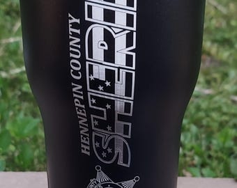 Custom Police Officer Law Enforcement laser engraved tumbler - Deputy, Sheriff 20 oz or 30 oz, RTIC brand with lid