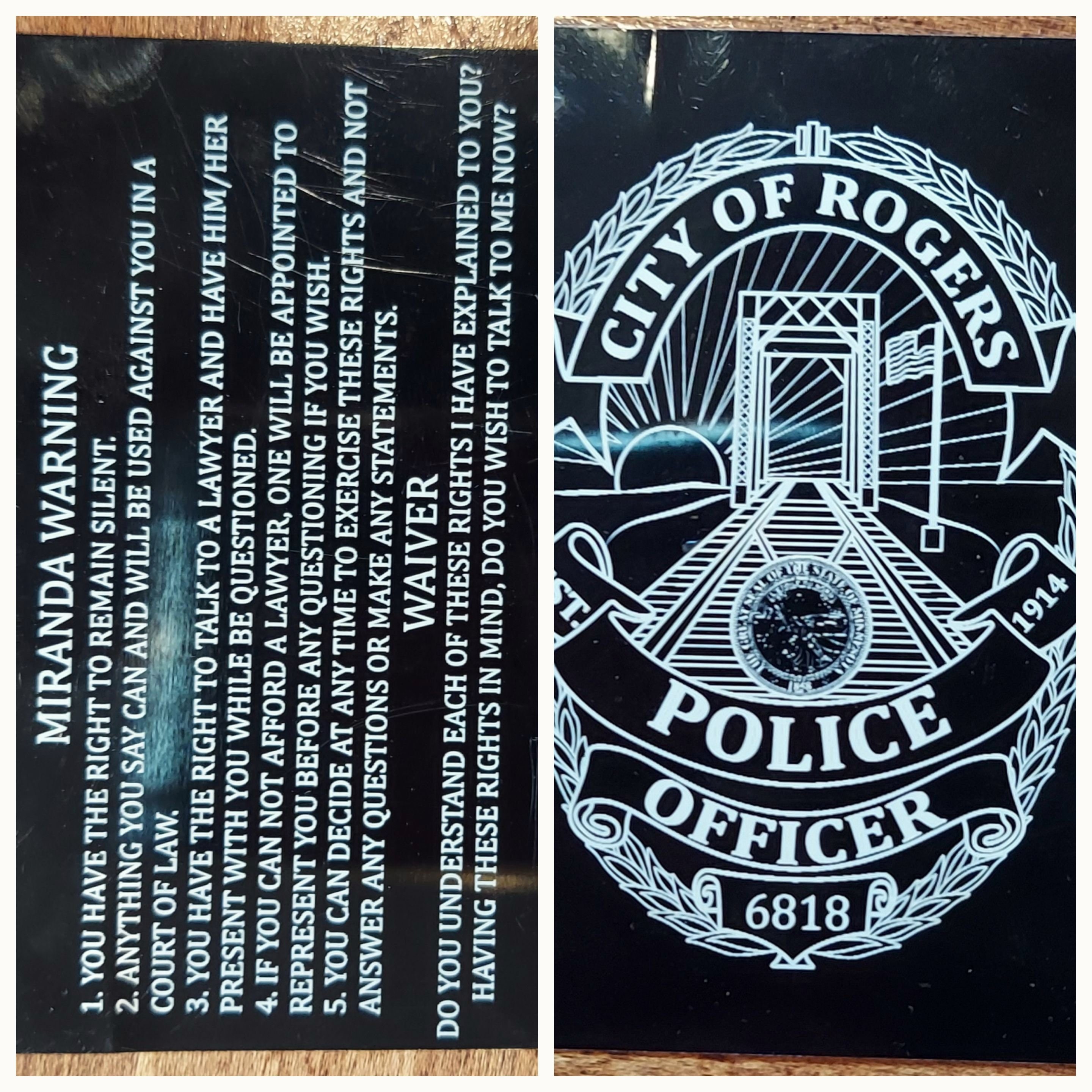SSRoirvbb Miranda Warning Card – Carta Plastificata Con Diritti Miranda E Bandiera USA – Dimensioni Carta Di Credito