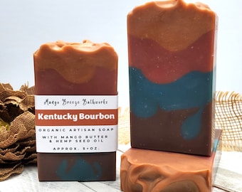 SALE!  Was 7.50 Kentucky Bourbon Organic Artisan Soap/Masculine/Handcrafted/Phthalate Free/Mango Butter/Hemp Oil/Body Care/Vegan/Bar Soap