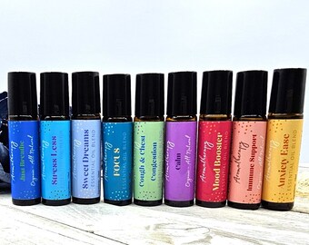 Aromatherapy Daily Basics Essential Oil Rollerball Choice of/10ml glass amber bottles/Spa Gift/Self Care/Immune Emotional Support