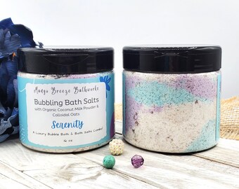 SALE! Was 15.00 Serenity Bubbling Bath Salts/Bubble Bath/Floral/Foaming Bath/Epsom Salts/Coconut Milk/Oats/Phthalate Free/Bath and Body/Spa