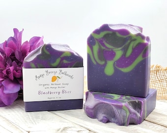 SALE!  Was 7.50 Blackberry Bliss Organic Artisan Soap/Handcrafted/Phthalate Free Fragrance/Mango Butter/Hemp Oil/Body Care/Vegan/Bar Soap