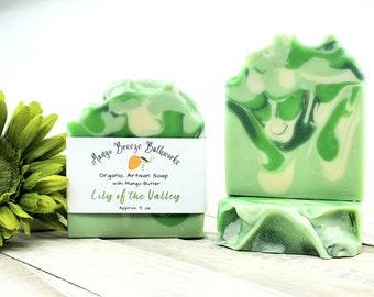 SALE!  Was 7.50 Lily of the Valley Organic Artisan Soap/Handcrafted/Floral/Phthalate Free/Mango Butter/Hemp Oil/Body Care/Vegan/Bar Soap